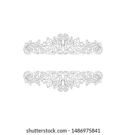 Baroque ornament with filigree in vector format for design frame, pattern. Vintage hand drawn victorian or damask floral element. Black and white engraved ink art. 