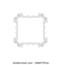 Baroque ornament with filigree in vector format for design frame, pattern. Vintage hand drawn victorian or damask floral element. Black and white engraved ink art. 