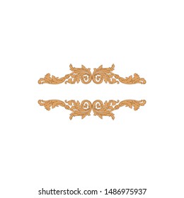 Baroque ornament with filigree in vector format for design frame, pattern. Vintage hand drawn victorian or damask floral element. Black and white engraved ink art. 