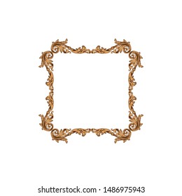 Baroque ornament with filigree in vector format for design frame, pattern. Vintage hand drawn victorian or damask floral element. Black and white engraved ink art. 