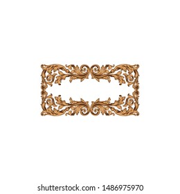 Baroque ornament with filigree in vector format for design frame, pattern. Vintage hand drawn victorian or damask floral element. Black and white engraved ink art. 