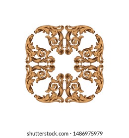 Baroque ornament with filigree in vector format for design frame, pattern. Vintage hand drawn victorian or damask floral element. Black and white engraved ink art. 