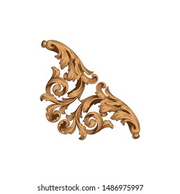 Baroque ornament with filigree in vector format for design frame, pattern. Vintage hand drawn victorian or damask floral element. Black and white engraved ink art. 
