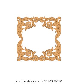 Baroque ornament with filigree in vector format for design frame, pattern. Vintage hand drawn victorian or damask floral element. Black and white engraved ink art. 