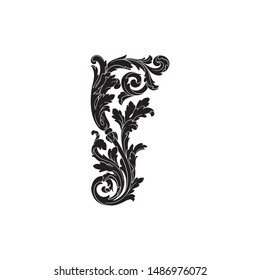 Baroque ornament with filigree in vector format for design frame, pattern. Vintage hand drawn victorian or damask floral element. Black and white engraved ink art. 
