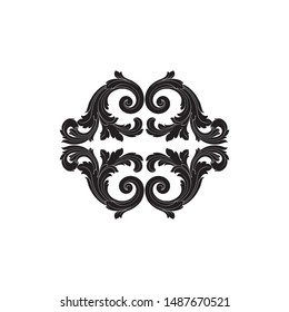 Baroque ornament with filigree in vector format for design frame, pattern. Vintage hand drawn victorian or damask floral element. Black and white engraved ink art.