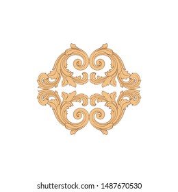 Baroque ornament with filigree in vector format for design frame, pattern. Vintage hand drawn victorian or damask floral element. Black and white engraved ink art.