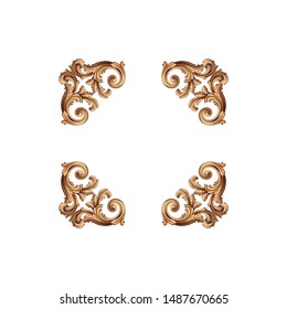 Baroque ornament with filigree in vector format for design frame, pattern. Vintage hand drawn victorian or damask floral element. Black and white engraved ink art.