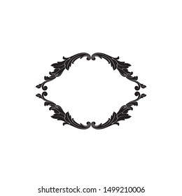 Baroque ornament with filigree in vector format for design frame, pattern. Vintage hand drawn victorian or damask floral element. Black and white engraved ink art. 