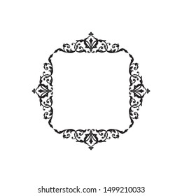 Baroque ornament with filigree in vector format for design frame, pattern. Vintage hand drawn victorian or damask floral element. Black and white engraved ink art. 
