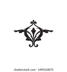 Baroque ornament with filigree in vector format for design frame, pattern. Vintage hand drawn victorian or damask floral element. Black and white engraved ink art. 