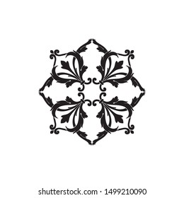 Baroque ornament with filigree in vector format for design frame, pattern. Vintage hand drawn victorian or damask floral element. Black and white engraved ink art. 