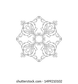 Baroque ornament with filigree in vector format for design frame, pattern. Vintage hand drawn victorian or damask floral element. Black and white engraved ink art. 