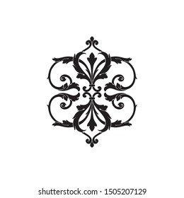 Baroque ornament with filigree in vector format for design frame, pattern. Vintage hand drawn victorian or damask floral element. Black and white engraved ink art.