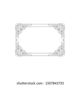 Baroque ornament with filigree in vector format for design frame, pattern. Vintage hand drawn victorian or damask floral element. Black and white engraved ink art.