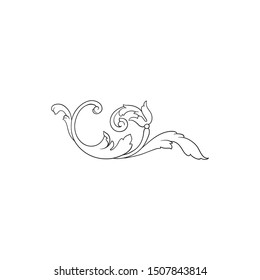 Baroque ornament with filigree in vector format for design frame, pattern. Vintage hand drawn victorian or damask floral element. Black and white engraved ink art.