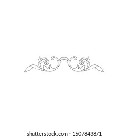 Baroque ornament with filigree in vector format for design frame, pattern. Vintage hand drawn victorian or damask floral element. Black and white engraved ink art.