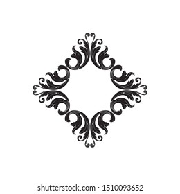 Baroque ornament with filigree in vector format for design frame, pattern. Vintage hand drawn victorian or damask floral element. Black and white engraved ink art.