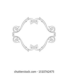 Baroque ornament with filigree in vector format for design frame, pattern. Vintage hand drawn victorian or damask floral element. Black and white engraved ink art.