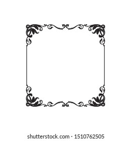 Baroque ornament with filigree in vector format for design frame, pattern. Vintage hand drawn victorian or damask floral element. Black and white engraved ink art.