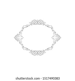 Baroque ornament with filigree in vector format for design frame, pattern. Vintage hand drawn victorian or damask floral element. Black and white engraved ink art. 