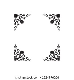 Baroque ornament with filigree in vector format for design frame, pattern. Vintage hand drawn victorian or damask floral element. Black and white engraved ink art. Template for foil quill.