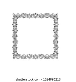 Baroque ornament with filigree in vector format for design frame, pattern. Vintage hand drawn victorian or damask floral element. Black and white engraved ink art. Template for foil quill.