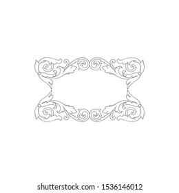 Baroque ornament with filigree in vector format for design frame, pattern. Vintage hand drawn victorian or damask floral element. Black and white engraved ink art.