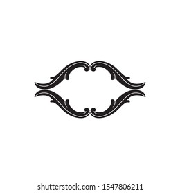 Baroque ornament with filigree in vector format for design frame, pattern. Vintage hand drawn victorian or damask floral element. Black and white engraved ink art.