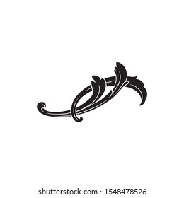 Baroque ornament with filigree in vector format for design frame, pattern. Vintage hand drawn victorian or damask floral element. Black and white engraved ink art.