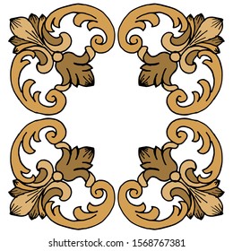 Baroque ornament with filigree in vector format for design frame, pattern. Vintage victorian or damask floral element