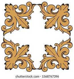 Baroque ornament with filigree in vector format for design frame, pattern. Vintage victorian or damask floral element