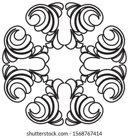Baroque ornament with filigree in vector format for design frame, pattern. Vintage victorian or damask floral element