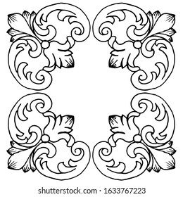 Baroque ornament with filigree in vector format for design frame, pattern. Vintage victorian or damask floral element