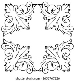 Baroque ornament with filigree in vector format for design frame, pattern. Vintage victorian or damask floral element