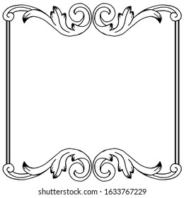 Baroque ornament with filigree in vector format for design frame, pattern. Vintage victorian or damask floral element
