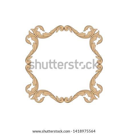 Baroque ornament with filigree in vector format for design frame, pattern. Vintage victorian or damask floral element.