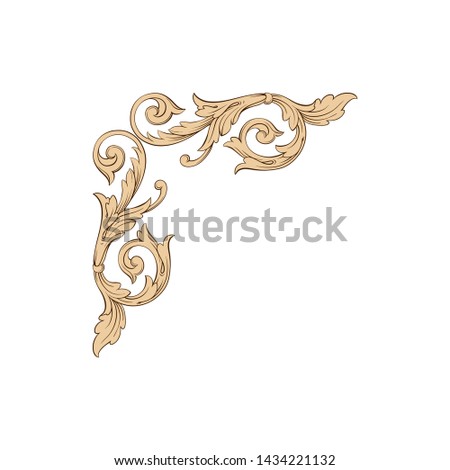 Baroque ornament with filigree in vector format for design frame, pattern. Vintage victorian or damask floral element.