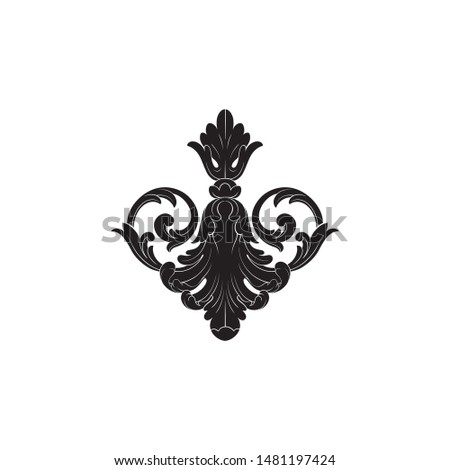 Baroque ornament with filigree in vector format for design frame, pattern. Vintage hand drawn victorian or damask floral element. Black and white engraved ink art. 