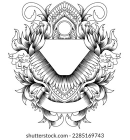 baroque ornament illustration in black and white