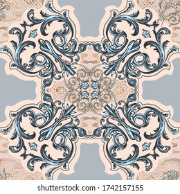 
Baroque Ornament With Python Pattern. Seamless Pattern. 