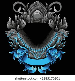 baroque ornament vector illustration in neon color style