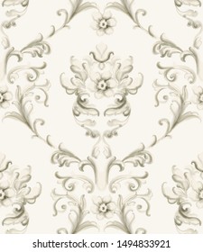 Baroque ornament Vector. Luxury watercolor trendy texture. Vintage retro old style