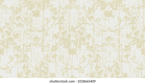 Baroque ornament Vector. Royal victorian grunge background. Trendy gold color fabric textures