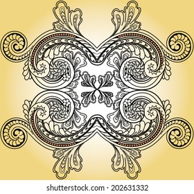 Baroque ornamental vector drawing in black color. Use for fashion and other uses.