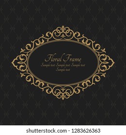 Baroque ornate frame with place for text. Stylish invitation card. Elegant greeting card. Vector element of graphic design