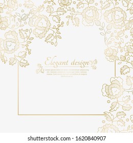 Baroque ornate frame with place for text. Stylish invitation card. Elegant greeting card. Vector element of graphic design