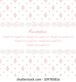 Baroque ornate frame with place for text. Stylish invitation card. Elegant greeting card. Vector element of graphic design
