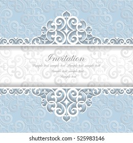 Baroque ornate frame with place for text. Stylish invitation card. Elegant greeting card. Vector element of graphic design