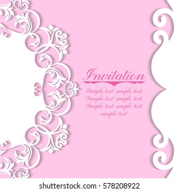 Baroque ornate frame with place for text. Stylish invitation card. Elegant greeting card. Vector element of graphic design